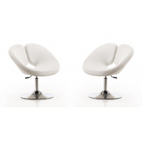 Manhattan Comfort 2-AC037-WH Perch White and Polished Chrome Faux Leather Adjustable Chair (Set of 2)